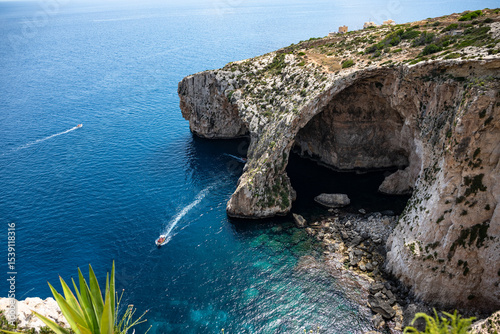 Obraz na płótnie Blue Grotto, Malta. Natural Rock Arch, Sea Caves and Boat Tours