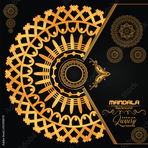 Premium Luxurious Golden Mandala Design | Royal Blue Background Art