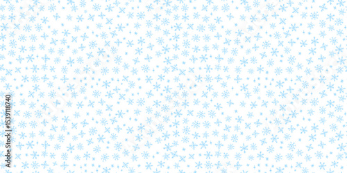 Seamless pattern of quirky Xmas blue snowflakes in wax crayon or charcoal squiggle style. Perfect vector illustration for Christmas kindergarten blackboard backgrounds, textiles, and wrapping.
