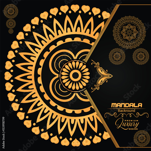 Premium Luxurious Golden Mandala Design | Royal Blue Background Art