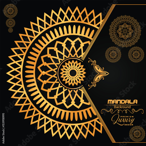 Premium Luxurious Golden Mandala Design | Royal Blue Background Art