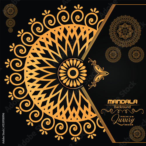 Premium Luxurious Golden Mandala Design | Royal Blue Background Art