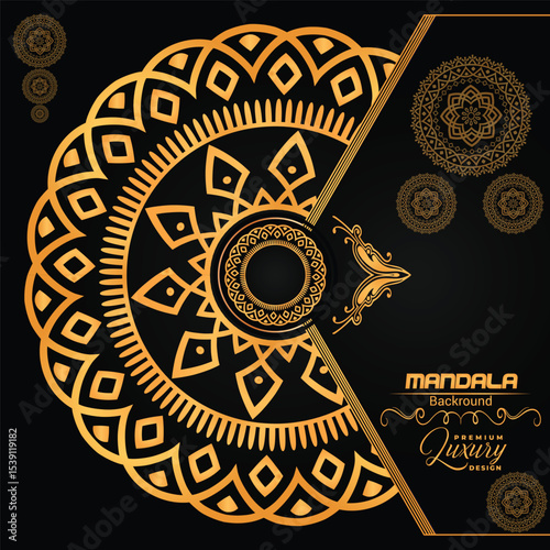 Premium Luxurious Golden Mandala Design | Royal Blue Background Art