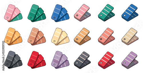 Color palette flat icons set – graphics, swatches, design essentials