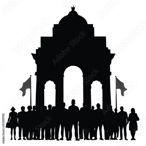People Gathered Near India Gate Silhouette