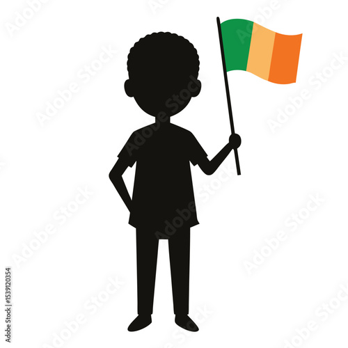 Young Boy Holding Handmade Flag