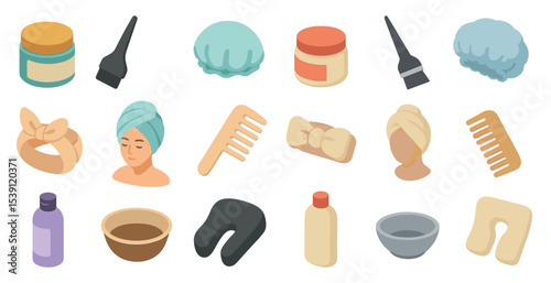 Spa and wellness icons set – 3d, relaxation and beauty care symbols