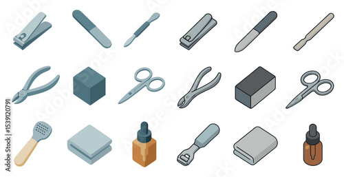 Personal grooming and beauty icons set – isometric care, hygiene symbols