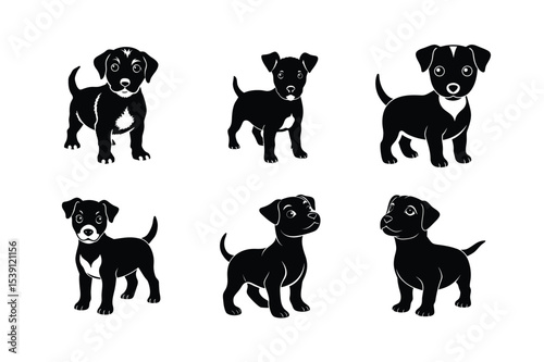 dog silhouette different style design bundle