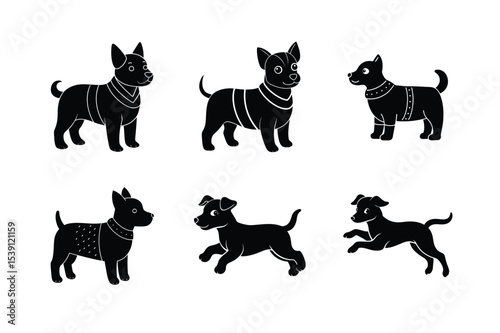 dog silhouette different style design bundle