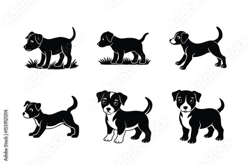 dog silhouette different style design bundle