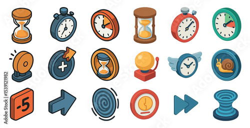 Time management 3d icons set – clocks, scheduling, productivity tools