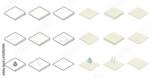 Fabric texture icons set – line, outline, textile and pattern design symbols