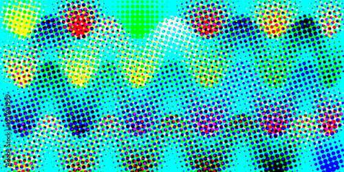 Abstract multi-colored halftone dots artistic design pop art pattern of geometric shapes colorful background, texture effect monochrome halftone dot seamless design color abstract patterns background.