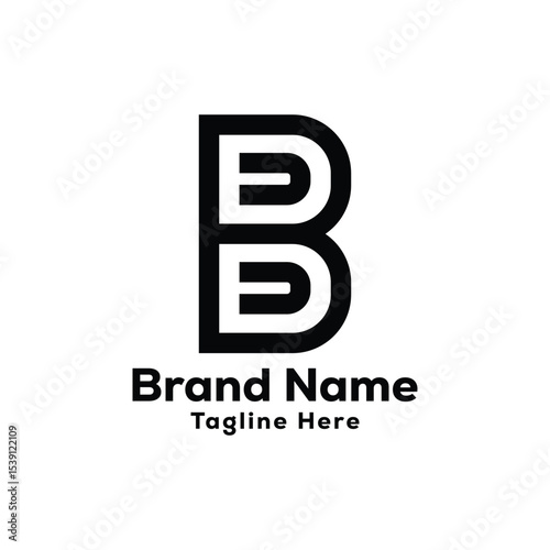 b letter creative black logo design