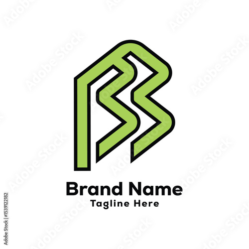 bb letter initial green color creative logo design