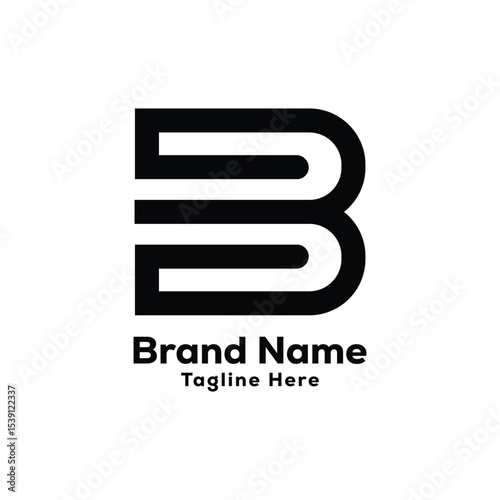 b letter black creative logo design