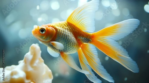 Vibrant goldfish swimming gracefully in a serene aquarium