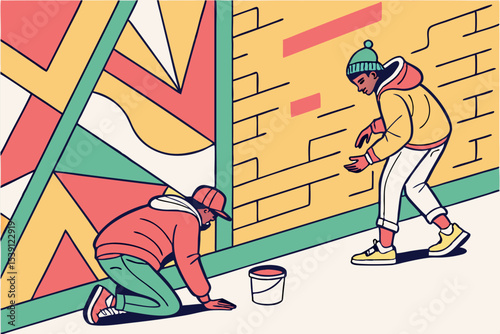 Vibrant Multicolored Abstract Urban Graffiti Art