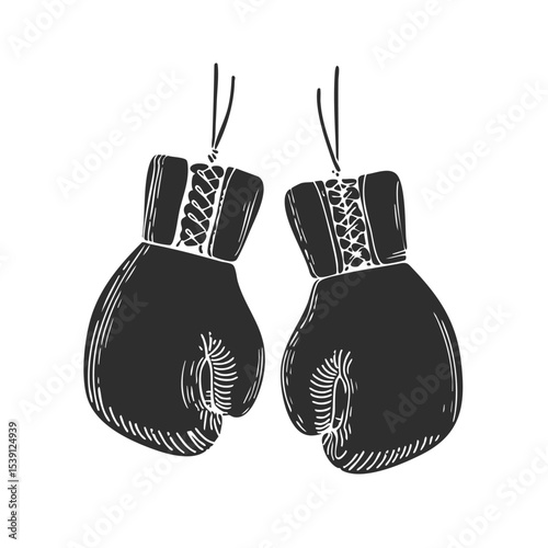 Boxing Gloves Silhouette Illustration. Symbol Of Strength And Competition Isolated Vector Illustration