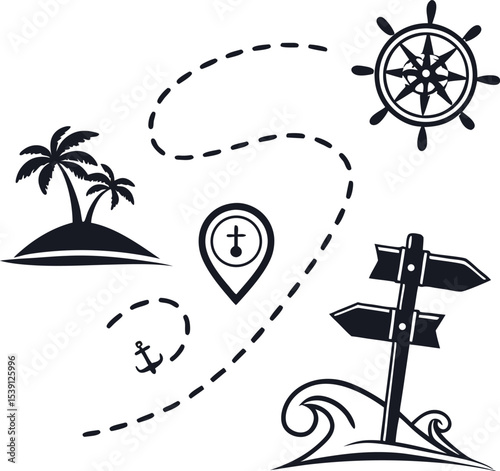 Set of vector symbols and icons, a collection of modern design elements like arrows, business signs, and bicycle silhouettes