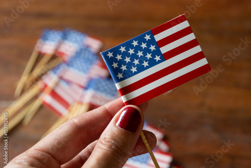 hand with United States flag