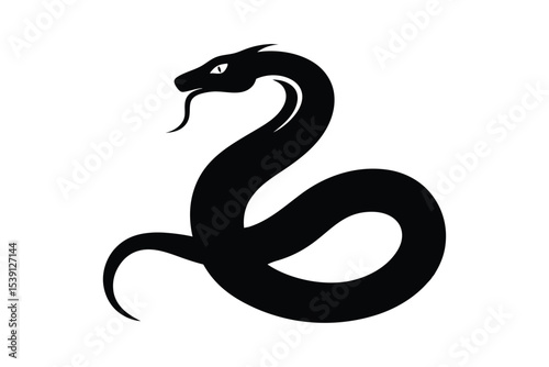 Silhouette of a snake slithering across the ground vector illustration.