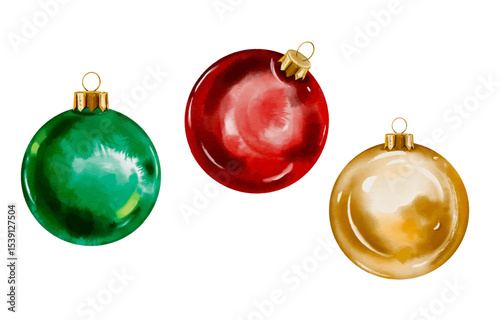 christmas tree decorations watercolor