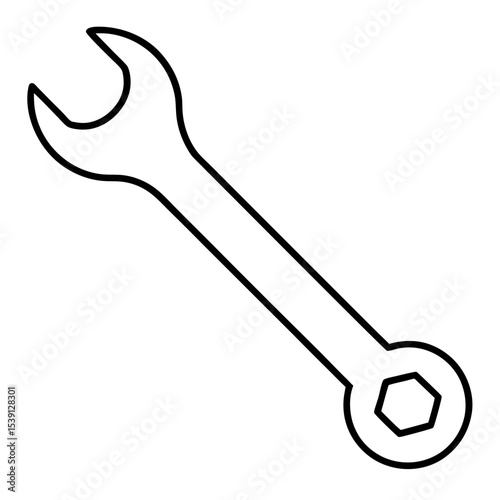 Wrench icon in black outline style