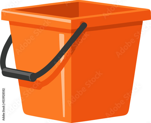 Vibrant Orange Plastic Bucket with Black Handle, a Cleaning Supply Essential