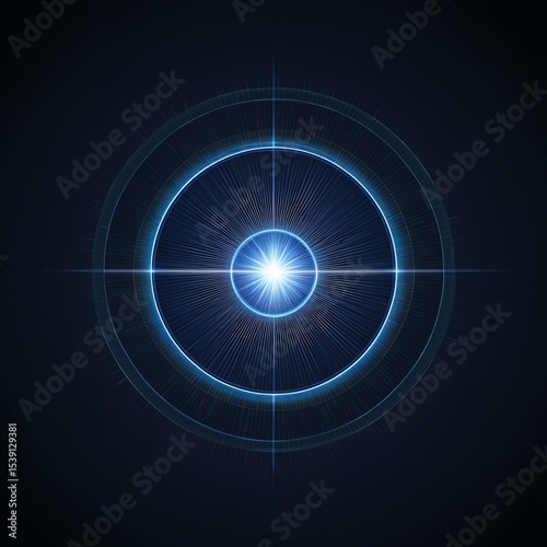 Abstract glowing circular light design on dark background  