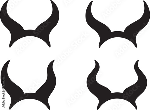 Witch Horns Vector Illustration | Dark Magical Headpiece, Cursed Sorcery Elements