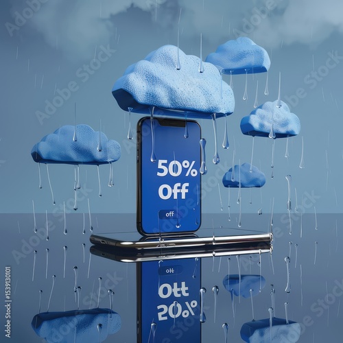 Smartphone with rain animation and vibrant 