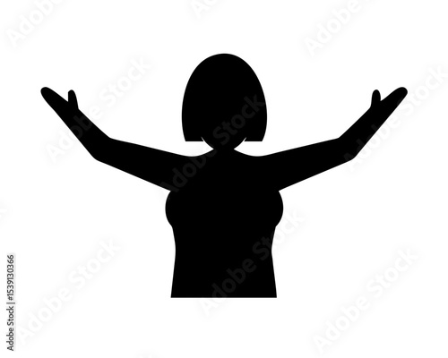 Woman Back View Silhouette - Outstretched Arms Vector Pose Isolated