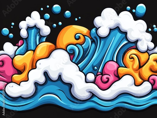 Colorful abstract ocean waves