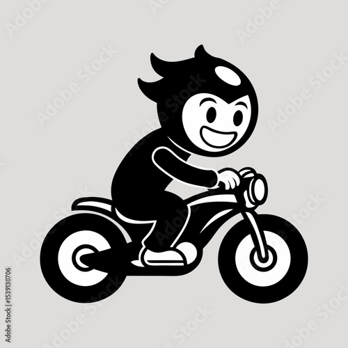 Vector art illustration of a vintage retro motorcycle rider