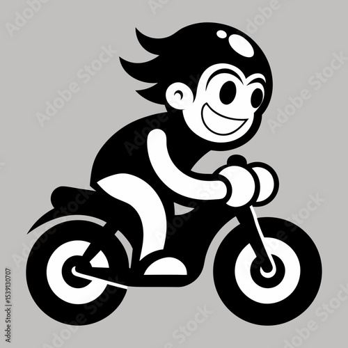 Vector art illustration of a vintage retro motorcycle rider