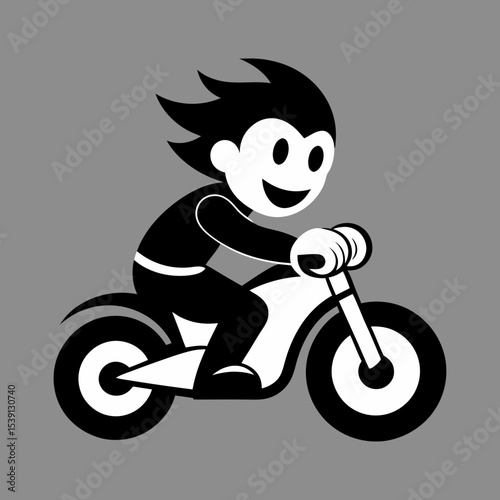 Vector art illustration of a vintage retro motorcycle rider