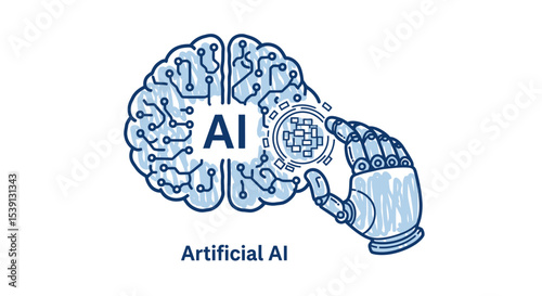 Artificial Intelligence Robotic Hand Interacting with Circuit Brain