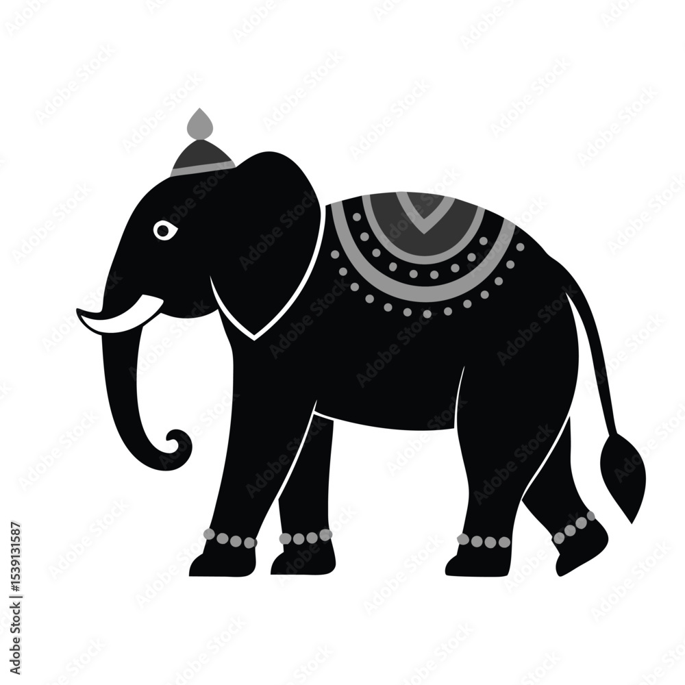 Fototapeta premium Elephant Decorated For Parade Silhouette