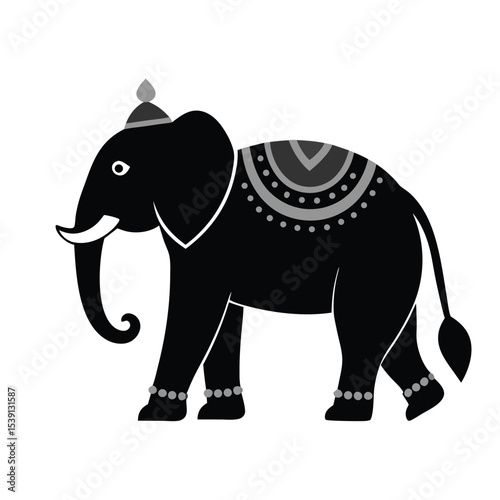 Elephant Decorated For Parade Silhouette