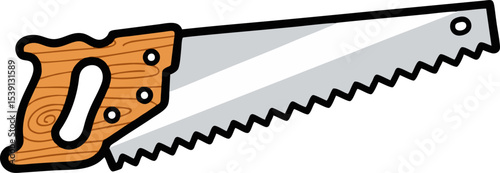 Cartoon Illustration of a Woodworking Hand Saw