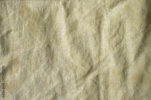 Texture of natural burlap fabric as background, top view