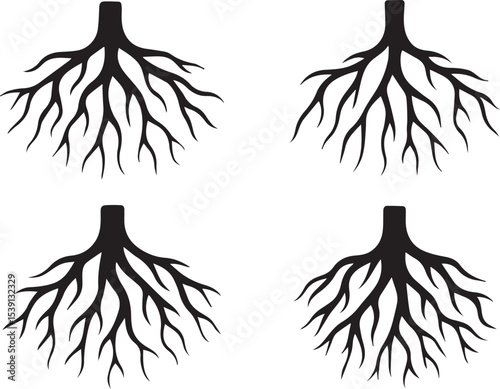 Magic Roots Vector Illustration | Enchanted Underground, Mystic Nature Elements
