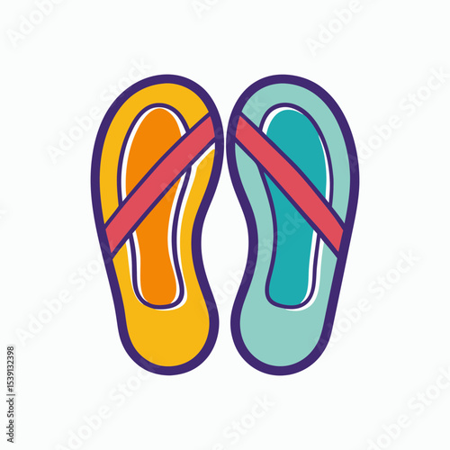 A pair of colorful flip flops ideal for summer vacation adventures