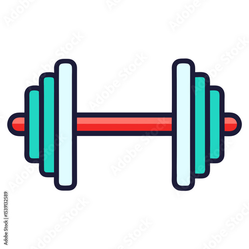 A colorful cartoon dumbbell on a White background, fitness and strength