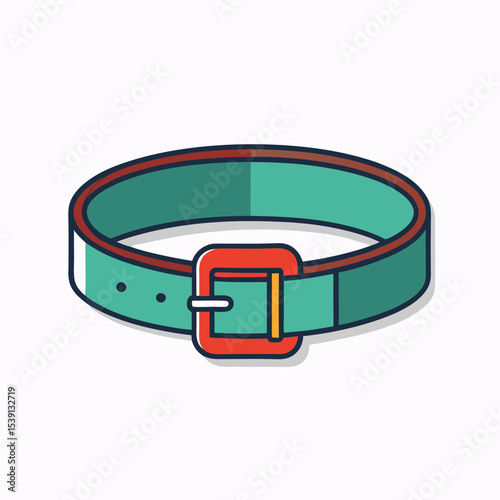 Stylized Illustration of a Teal and Red Belt on a White Background