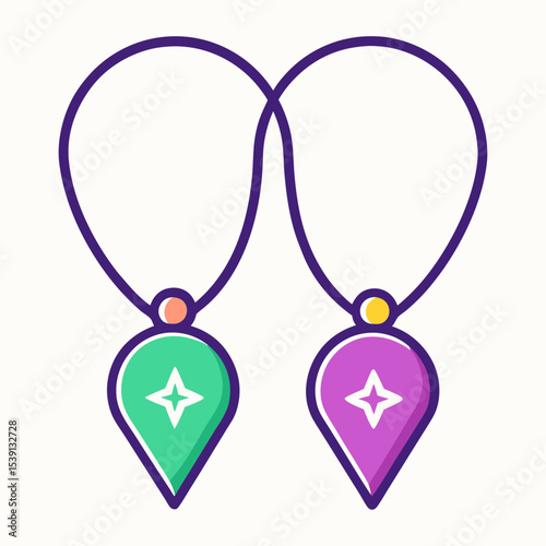 Two colorful fantasy inspired necklaces with star emblems and teardrop charms