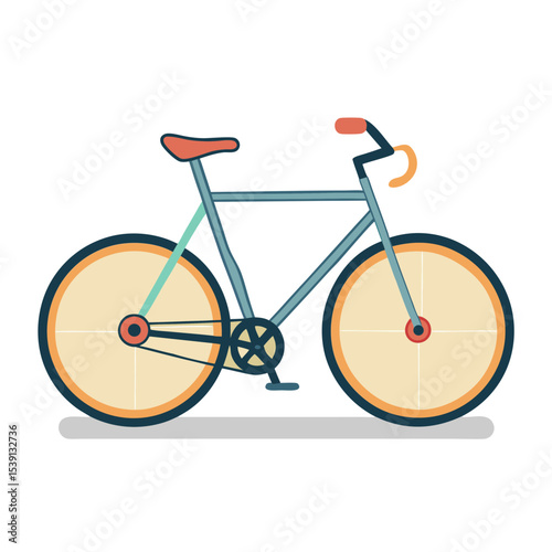 Minimalist bicycle illustration with White background, orange handlebars and wheels