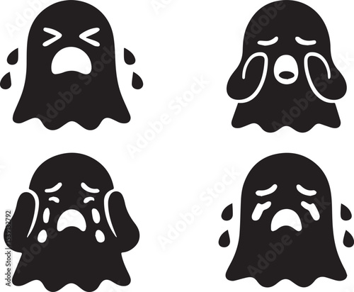 Ghost Cry Vector Illustration | Haunted Wail, Phantom Sound Silhouette Elements
